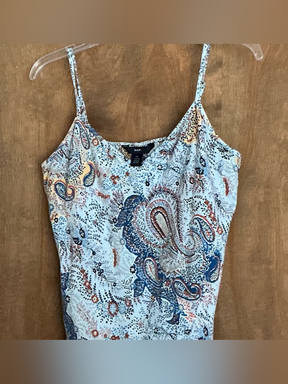 Vintage Y2K Gap Paisley Floral Cami Top XL Blue Orange Cream Spaghetti Stap Boho